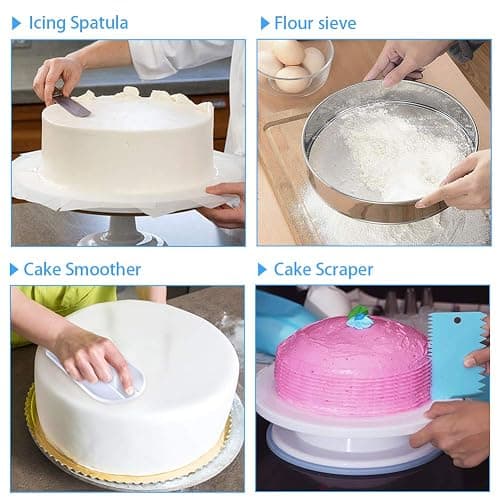 (Auris) Cake Decorating Supplies,493 PCS Cake Decorating Kit 3 Packs Springform Cake Pans, Cake Rotating Turntable,48 Piping Icing Tips,7 Russian Nozzles, Baking Supplies,Cupcake Decorating Kit, Multicolor thumbnail 5