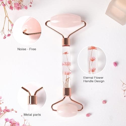 Raffaello Jade Roller - Natural Pink Facial Roller, Redness Reducing Massager for Face, Eyes, Neck - Rose Quartz thumbnail 5