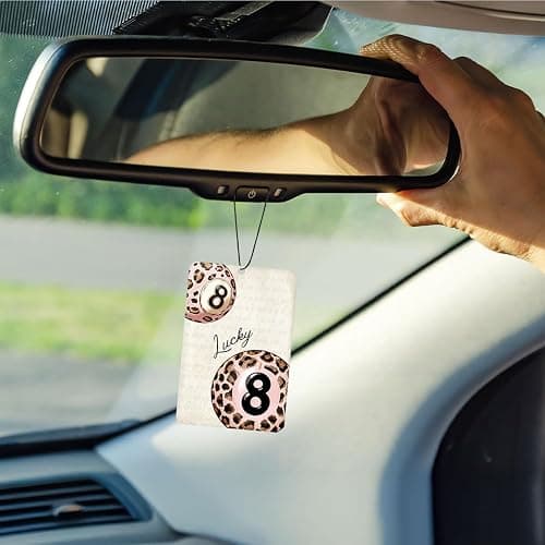 ChenCraty Coquette Pink Leopard Print Lavender Car Air Freshener 4 Pcs, Girly 8 Ball Star Cheetah Air Freshener Hanging Decor for Cars Closet Drawer Books, Cute Accessories Gifts for Women Girls thumbnail 3