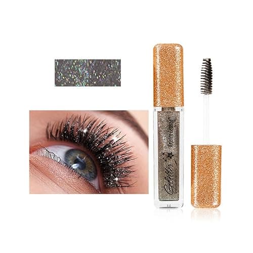 Glitter Mascara, Corleone Shimmer Sparkle Color Mascara for eyelashes, Charming Longlasting for Eye Makeup (Black) - Black