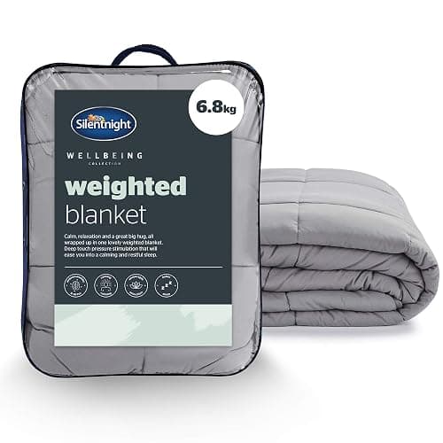 Silentnight Wellbeing Weighted Blanket - Anxiety & Stress Relief for Adults Insomnia Therapy - Sensory Calming Heavy Quilted Hug Blanket - 6.8kg, 150x200cm, Grey - Image 1