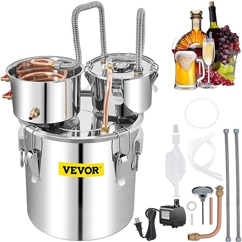 VEVOR Alcohol Still 13GAL/50L, Alcohol Distiller with Thumper Keg, Distillery Kit for Alcohol with Copper Tube & Build-in Thermometer & Water Pump - Image 1