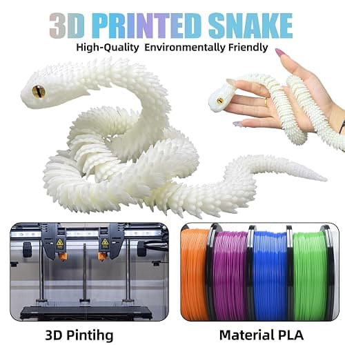 Binvin 24 inch 3D Printed Animals-Snake Viper,3D Printed Snake Toys 3D Printed Articulated Snake Animal Model Ornaments Creative Funny Toy Festival Gift for Frends (Luminous Rainbow, 24 Inch) thumbnail 5