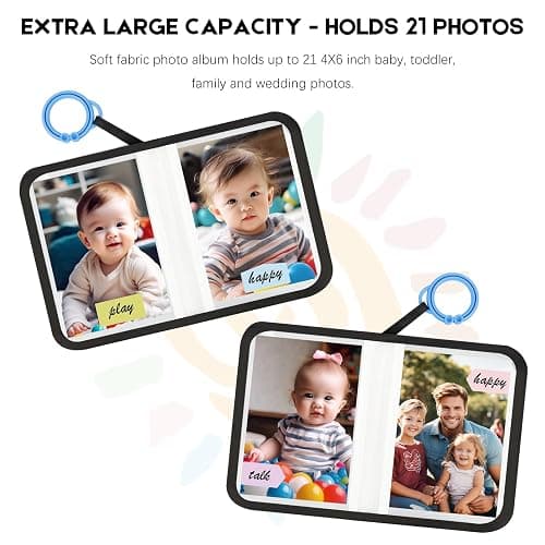 Baby's My First Family Album Holds 21 4x6 Photos, Baby Sun Photo Album Soft Cloth Family Book,My First Photo Book for Baby or Toddlers,Cute Book Gift for Babies Shower Newborns Family Photos（Black） thumbnail 5