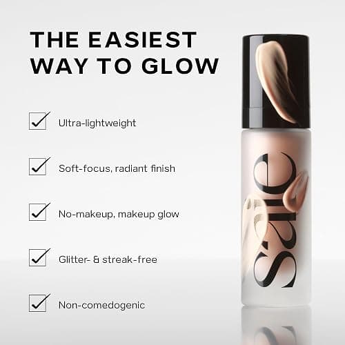 Saie Glowy Super Gel - Hydrating Makeup Primer and Illuminating Glow Serum Enriched with Vitamin C and Squalane Oil - All-Over Liquid Highlighter Makeup for Instant Glass Skin - Sunglow (1 oz) thumbnail 3