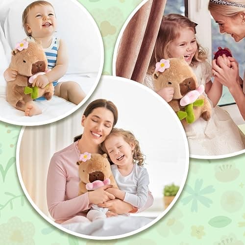 CHDBLOCK Flower Capybara Plush, Cute Capybara Plush Pillow Kawaii Flower Stuffed Aniamls Capybara Plushies Toys Gifts for Kids 11 inch thumbnail 6