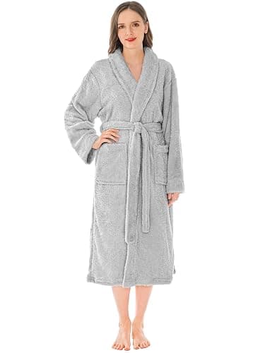 PAVILIA Premium Womens Plush Soft Robe Fluffy, Warm, Fleece Sherpa Shaggy Bathrobe thumbnail 6