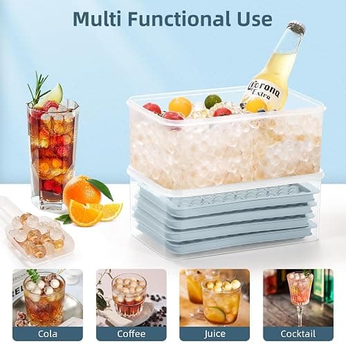 WIBIMEN Mini Ice Cube Trays, 0.55” Tiny Pebble Ice for Iced Coffee & Cocktails, Fast Chill, Easy Twist Release, Stackable with Lid & Storage Bin (4 Pack, Blue) thumbnail 6