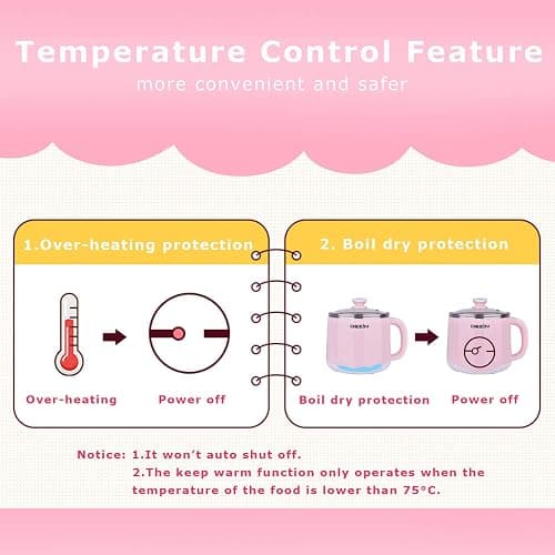 Dezin Hot Pot Electric, Rapid Noodles Cooker, Stainless Steel Electric Pot 1.6 Liter, Perfect for Ramen, Egg, Pasta, Dumpling, Soup, Porridge, Oatmeal with Temperature Control and Keep Warm Function thumbnail 4