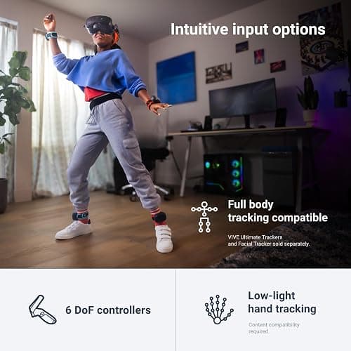 HTC Vive Focus Vision — Mixed Reality and PC VR Headset + Controllers — Consumer Edition | Standalone Plus Pc VR, 2448×2448 per Eye, 120 Degree FOV, 12GB RAM, Hot-Swap Battery, Eye and Hand Tracking thumbnail 6