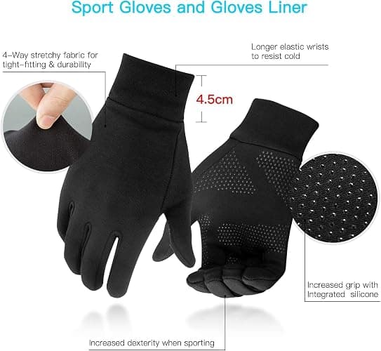Unigear Lightweight Running Gloves, Touch Screen Anti-Slip Warm Gloves Liners for Cycling Biking Sporting Driving for Men Women thumbnail 3