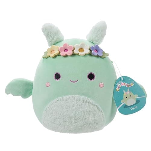 Squishmallows Original 7.5-Inch - Tove the Mint Green Mothman with Flower Crown and Fuzzy Belly thumbnail 7