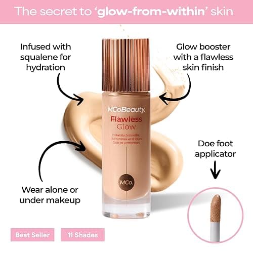 MCoBeauty Flawless Glow Luminous Skin Filter - 3 Light - 4-in-1 Primer, Highlighter & Foundation Booster - Dewy Illuminating Tint Face Makeup with Squalane Vitamin E - Vegan & Cruelty Free thumbnail 3