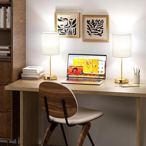 Gold Touch Lamps for Nightstand Set of 2 - Bedside Table Lamp for Bedroom with Dual USB Ports & AC Outlet, 3-Way Dimmable Lamps for Living Room Boys Room, Night Light with 5000K Daylight Bulbs thumbnail 7