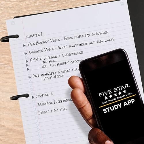 Five Star Flex Refillable Notebook + Study App, College Ruled Paper and 1-1/2 Inch TechLock Ring Binder with Pockets, Tabs and Dividers, 300 Sheet Capacity, White (29324AE2) thumbnail 3