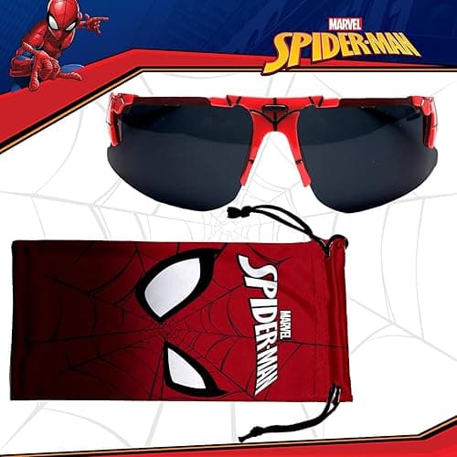 Marvel Spiderman Sunglasses for Kids - Stylish, Comfortable & Durable UV-Protective Spiderman Glasses With Soft Carrying Case - Red - Black thumbnail 7