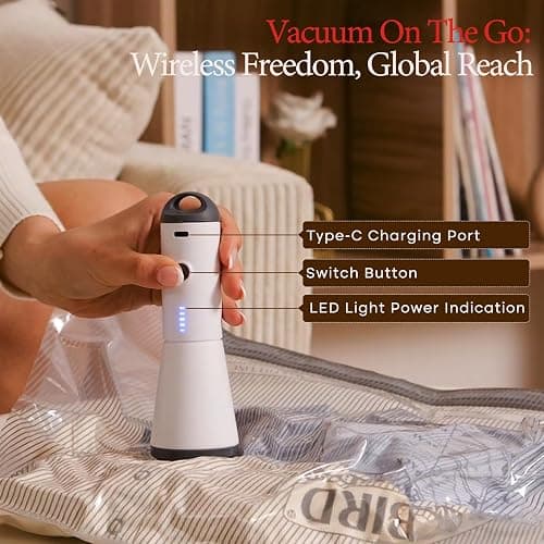 Vacbird Vacuum Bags for Travel with Rechargeable air Pump, Carry-on Size Compression Packing Bags for Luggage and Suitcase, Space Saver for Clothes and Clothing 9 Combo Travel Size thumbnail 2