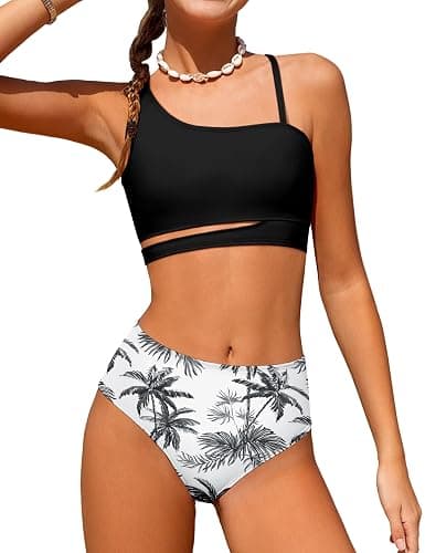 Queenstyle Girls Swimsuits Bikini Set Kids Cutout Bathing Suit Bikini Top Two Piece Girls' Swimwear - Image 1