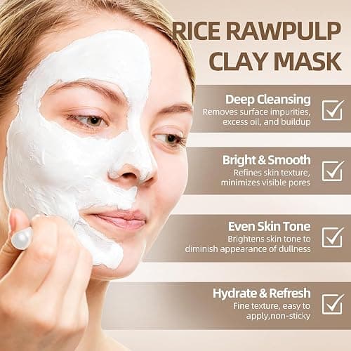 LOVAYON Rice Clay Mask Hydrating Mud Mask for Pore Cleansing 4 oz | Rice Clay mask with rice extract, kaolin clay gently cleanses pores while controlling sebum for smooth, hydrated-looking skin thumbnail 3