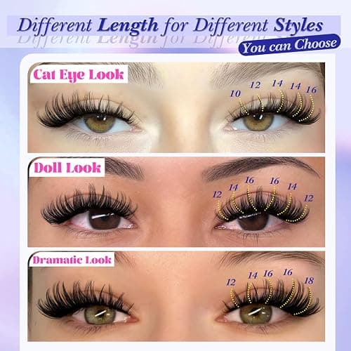 Yawamica Lash Extension Kit Wispy Lash Clusters Kit C Curly Eyelash Clusters 10-18mm Cluster Eyelash Extensions Kit Soft Individual Lashes DIY Lash Kit with Lash Cluster Glue Lash Tweezers by Self thumbnail 2