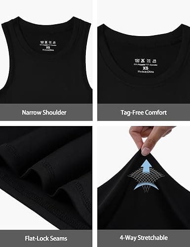 RIKUAOU Boys Compression Tank Tops Athletic Quick Dry Sleeveless Undershirts, Soft Tagless Base Layer Shirt for Kids Youth thumbnail 6