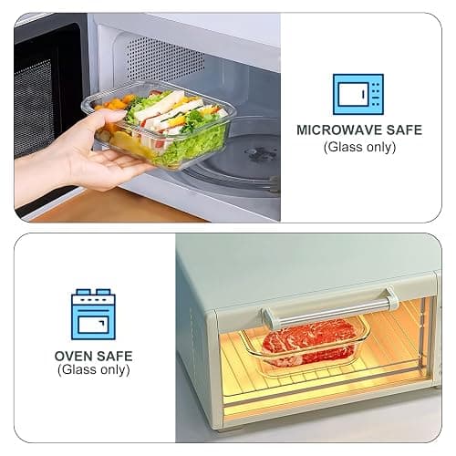 KOMUEE 10 Packs 22 oz Glass Meal Prep Containers, Glass Food Storage Containers with Lids, Airtight Lunch Boxes BPA Free, Microwave and Freezer Safe thumbnail 4
