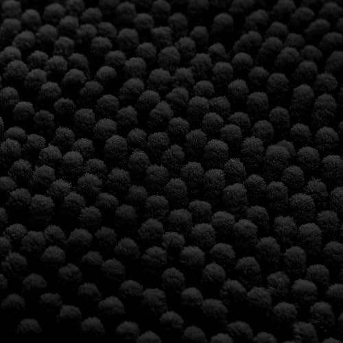 HOMEIDEAS 3 Pieces Bathroom Rugs, Extra Large Ultra Soft Non Slip Absorbent Chenille Toilet Bath Mat Set (Black) thumbnail 7