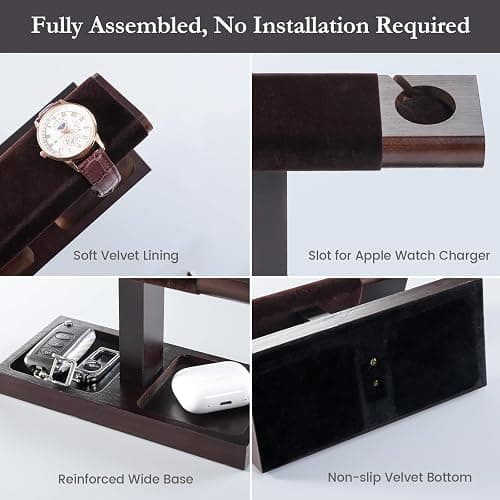 ProCase Uhrenständer, Uhrenhalter aus Holz Uhrenaufbewahrung Watch Stand, Uhrenständer T-Bar Display - 1 Etage, Dunkelbraun thumbnail 5