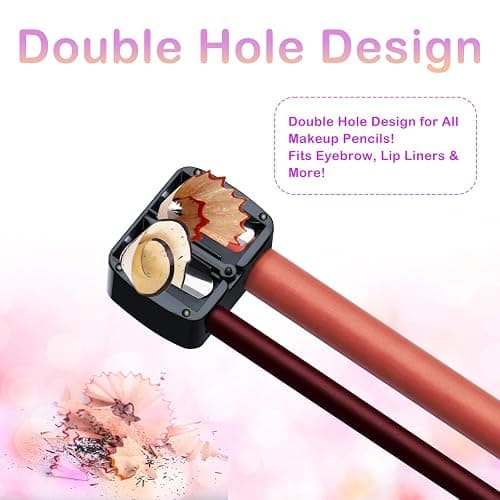 Makeup Pencil Sharpener, 4 Pack Dual Hole Cosmetic Pencil Sharpener for Lip Liner Eyeliner and Brow Pencils, Cosmetic Manual Tools for Women and Makeup Artists,Stainless Steel Blades and Plastic Cover thumbnail 4