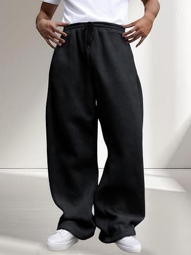 LuminBlaze Men’s Baggy Sweatpants Fleece Wide Leg with Elastic Drawstring Waist, Casual Loose Lounge Joggers thumbnail 2