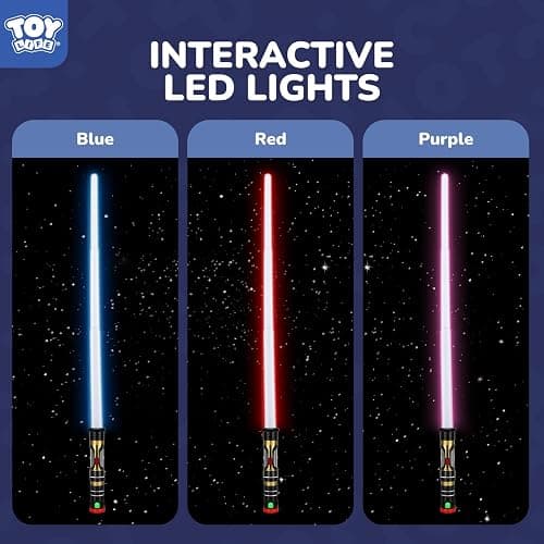 TOY Life 2 Pack Dark Saber Light a Saber for Kids Light up Sword LED Lightsavers Inquisitor Light Up Swords for Kids Sable de Luz Sound Retractable Attachable thumbnail 2