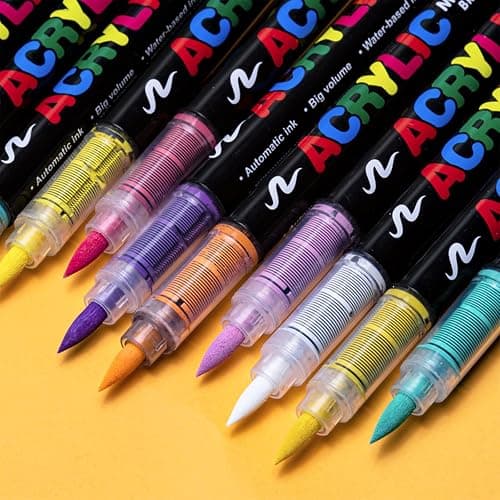Guangna 240 Colors Acrylic Paint Markers, Brush Tip Paint Pens with Direct-Liquid Ink Control for Rock Painting, Wood, Canvas, Glass, Fabric & Crafts thumbnail 4