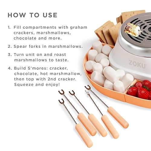 ZOKU S'mores Maker Set - Tabletop S’mores Burner with 6 Reusable Sticks and Recipe Book, Perfect for Delicious, Gooey Treats Indoors thumbnail 4