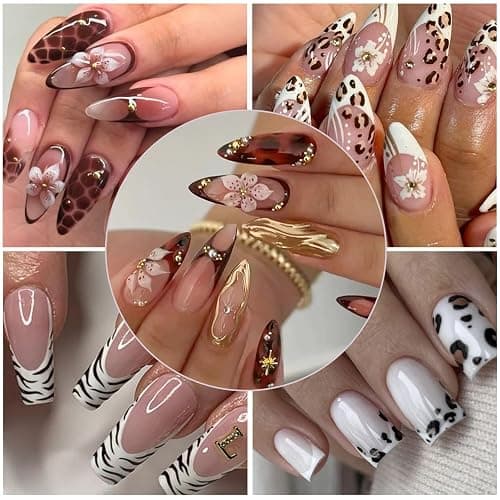 Leopard Print Nail Art Stickers 10 Sheets Fall Nail Decals with Cheetah Animal Skin 3D 5D Embossed Self-Adhesive Hibiscus Flower Designs Manicure Decorations Nail Art Supplies for Women Girls thumbnail 8
