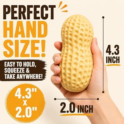 Crunchy Peanut Squishy ASMR Squeeze Stress Relief Fidget for Adults | Crunchy ASMR Experience, Soft Flexible Texture, Satisfying Hand Squeeze for Relaxation, Office Desk Accessory and Adult Gift thumbnail 2