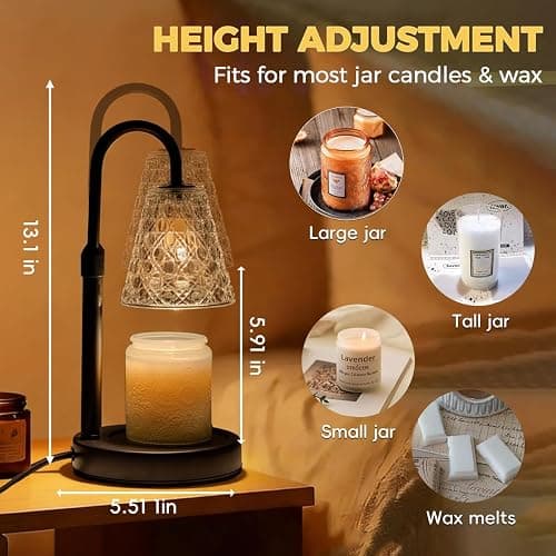 RMFSH Candle Warmer Lamp with Timer Dimmable, Birthday Gifts for Women Mom, House Warming Gifts New Home Decor, Wax Melt Warmer for Jar Candles with 2 Bulbs thumbnail 2