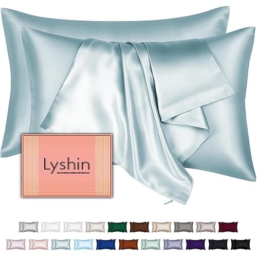 Mulberry Silk Pillow Cases 2 Pack Standard Size 20x26 Inches with Hidden Zipper, Ultra Smooth and Soft Breathable Cooling Silk Satin Pillowcase Set of 2, Better for Hair and Skin, Gifts for Women Men - Image 1