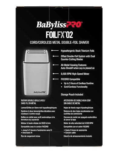 BaBylissPRO METALFX Double Foil Shaver, Handheld Electric Razor for Travel, Portable Cordless Close Face Shaver for Head, Beard, & Neck thumbnail 4