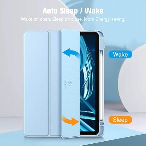 Fintie Hybrid Slim Case for iPad Air 11-inch M3 (2025) / M2 (2024), iPad Air 5th (2022) / 4th Generation (2020) 10.9 Inch - Shockproof Cover with Clear Back Shell & Pencil Holder, Sky Blue thumbnail 3