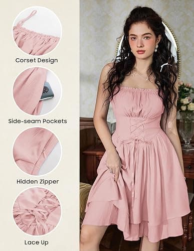 Scarlet Darkness Corset Mini Dress for Women Teens Fairy Chiffon Sundress Graduation Dresses thumbnail 4