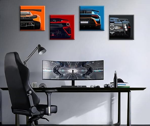 JiazuGo Modern Car Posters Decor Mens Room Wall Art Prints Classic Supercar Picture Paintings for Boys Room Cool Racing Sports Car Canvas Poster Decor Man Cave Car Room Bedroom Office with Frame thumbnail 5