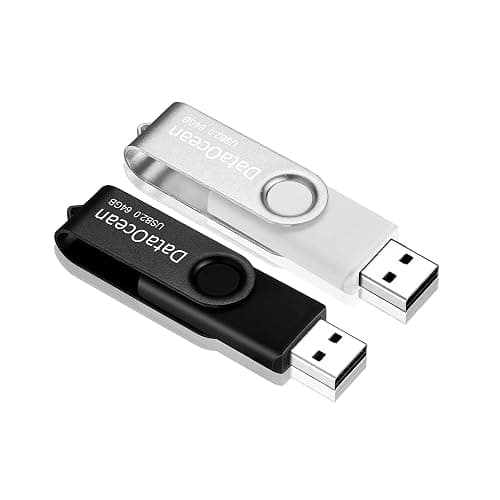 DataOcean 2 Pack 64GB USB 2.0 Flash Drive Memory Stick Thumb Drives Swivel Design(2 X 64GB: Black Silver) - Image 1