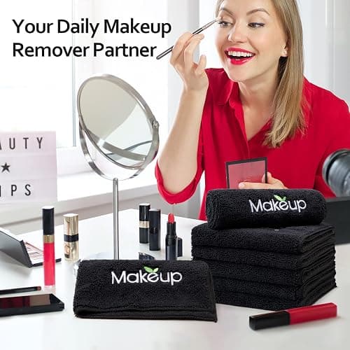 Orighty Microfiber Makeup Remover Cloths, 13 x 13 Inch, 6 Pack | Super Soft, Quick Dry Black Face Towels for Cleansing thumbnail 7