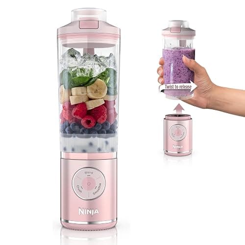Ninja Blast Max, Portable Blender + Twist & Go, Personal Smoothie, Blend, Ice Crush, 3 Programs, Cordless, 22 oz removable Vessel, Dishwasher Safe, Leakproof, Pink, BC251PK - Image 1