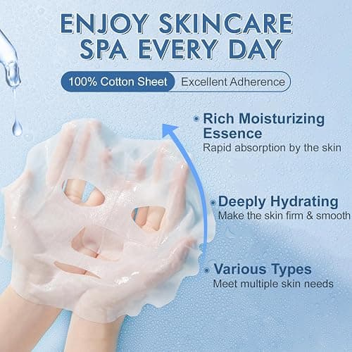 KONEUK 14 Pack Sheet Face Masks Skincare, Hydrating Face Masks Suitable for Dry Skin, Bulk Facial Mask Set for Women Skin Care, Face Mask Gifts Set for Face Spa thumbnail 2