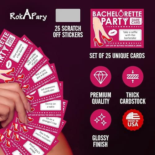 Bachelorette Dare Cards Game – 25 Hilarious Scratch-Off Challenges for Girls Night, Bridal Shower, Bride Tribe, Party Favors & Games – Fun Game for Bridesmaids & Bride-to-Be. Hot Pink. Made in USA thumbnail 3