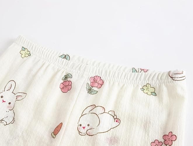 Hupohoi Big Girls Button Down Pajama Set 3pcs Short Sleeve Long Pants with Shorts Crepe Wrinkled Fabric Sleepwear Nighty thumbnail 5