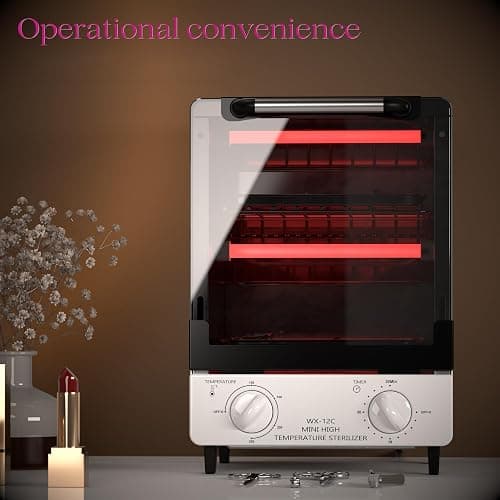 Sterilizer for Nail Tools, 12L Multifunctional High Temperature Cleaning Dry Box Stainless Steel with Temp Control, Timer, 2 Stainless Trays, Tweezer Sterilizer, Nail Salon Equipment, 110V 1000W thumbnail 5