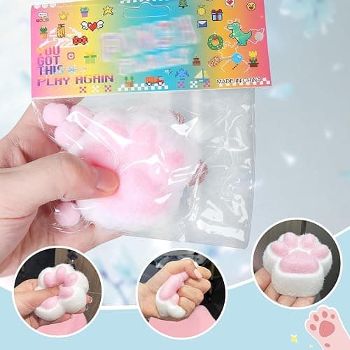TXP Cute Soft & Bouncy Fidget Toy, Cat Paw Squeeze Stress Relief Toy, Pink Claw Cat, Ideal for Teens & Adults, Animal Theme, Squeeze Toy thumbnail 4