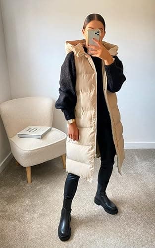 Inorin Womens Down Vest with Stand Collar Thick Hooded Sleeveless Long Coats Jacket thumbnail 8